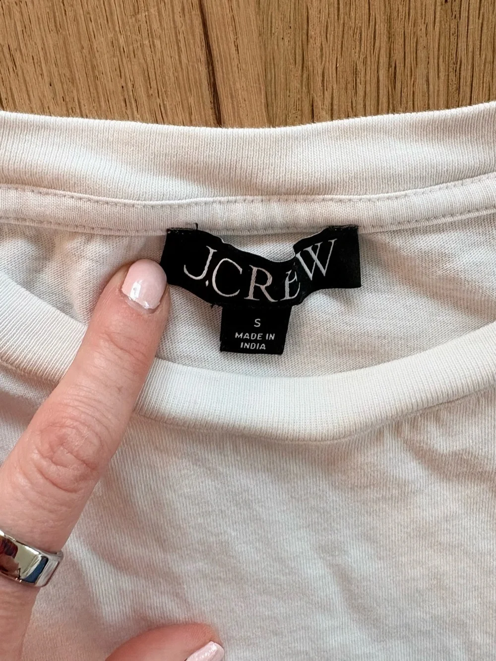 J.Crew Lace Trim Cotton T-Shirt Top White Lace Hem Cotton Size Small S